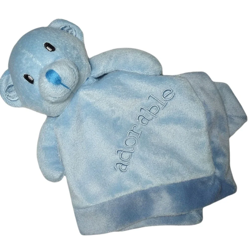 Mini Bean Blue Bear Security Blanket Adorable Baby Lovey Satin 12